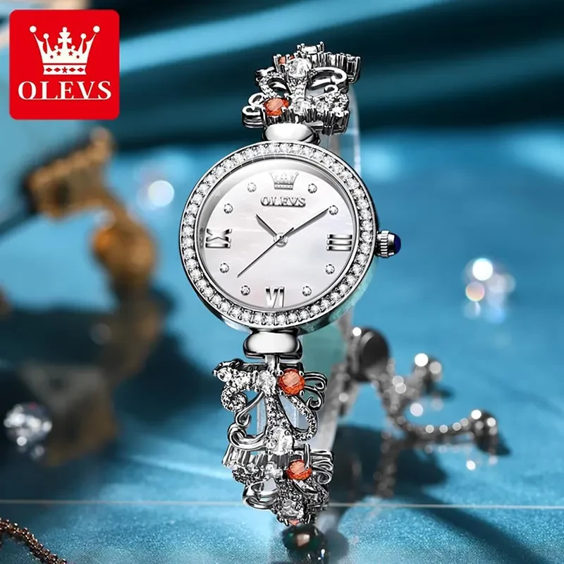 Olevs White Dial Silver-tone Ladies Watch | 9958